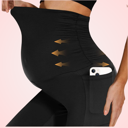 High-Waist Belly Support Yoga  Maternity Leggings with Pockets