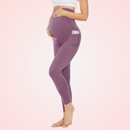 High-Waist Belly Support Yoga  Maternity Leggings with Pockets