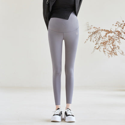 High-Waist Maternity Tights with Belly Support and Bare Skin Feel